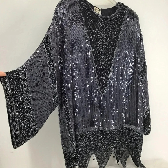 Judith Ann Creations Vintage 80’s Gatsby Style Beaded SequinTunic Top Size L/XL - Picture 4 of 9
